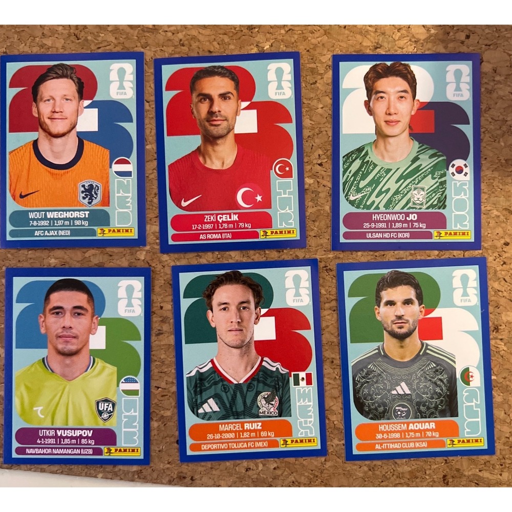 Panini FIFA World Cup 2026 Paralell Blue Trim Sticker 6 pclot KORNEDTURUZBMEXALG